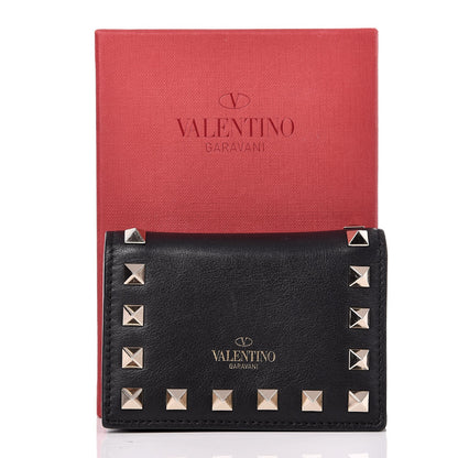 Valentino Garavani Calfskin Rockstud Bi-Fold Card Holder Black 9 of 9