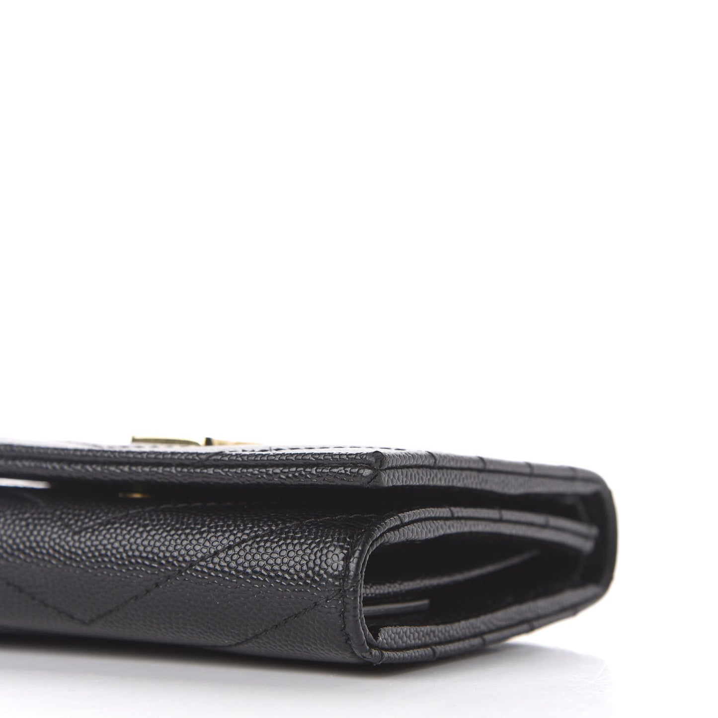 Grain De Poudre Matelasse Chevron Monogram Compact Wallet Black
