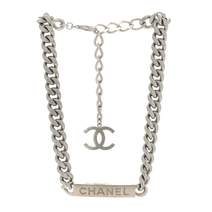 Chanel Oversized Chain Logo Short Necklace Silver 3 of 4