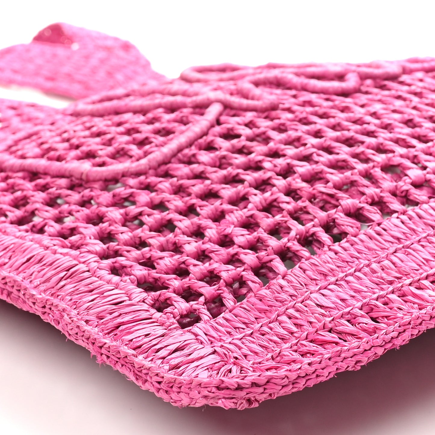 Raffia Summer Banana Tote Fuchsia Rose