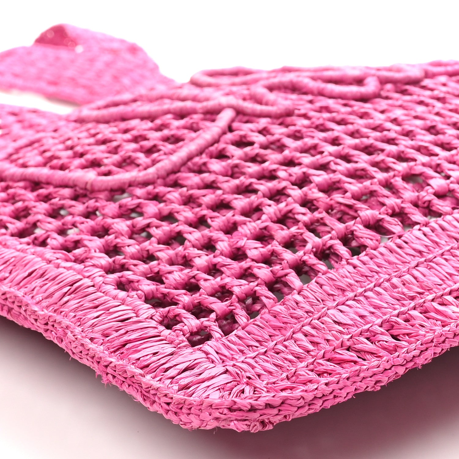 Chloe Raffia Summer Banana Tote Fuchsia Rose 8 of 9