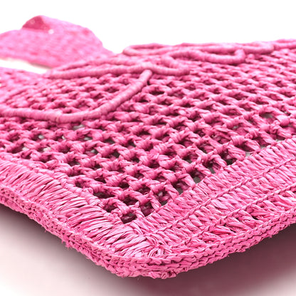 Chloe Raffia Summer Banana Tote Fuchsia Rose 8 of 9