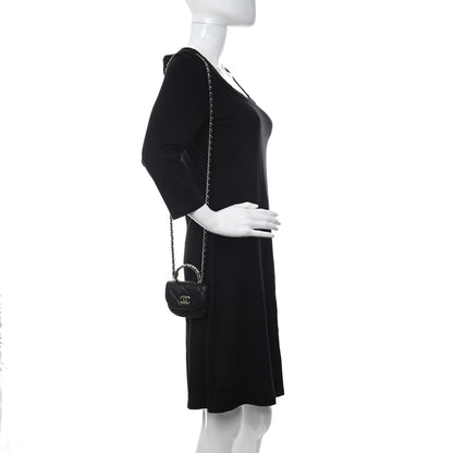 Chanel Lambskin Quilted Pearl Top Handle Clutch With Chain Black 2 of 12