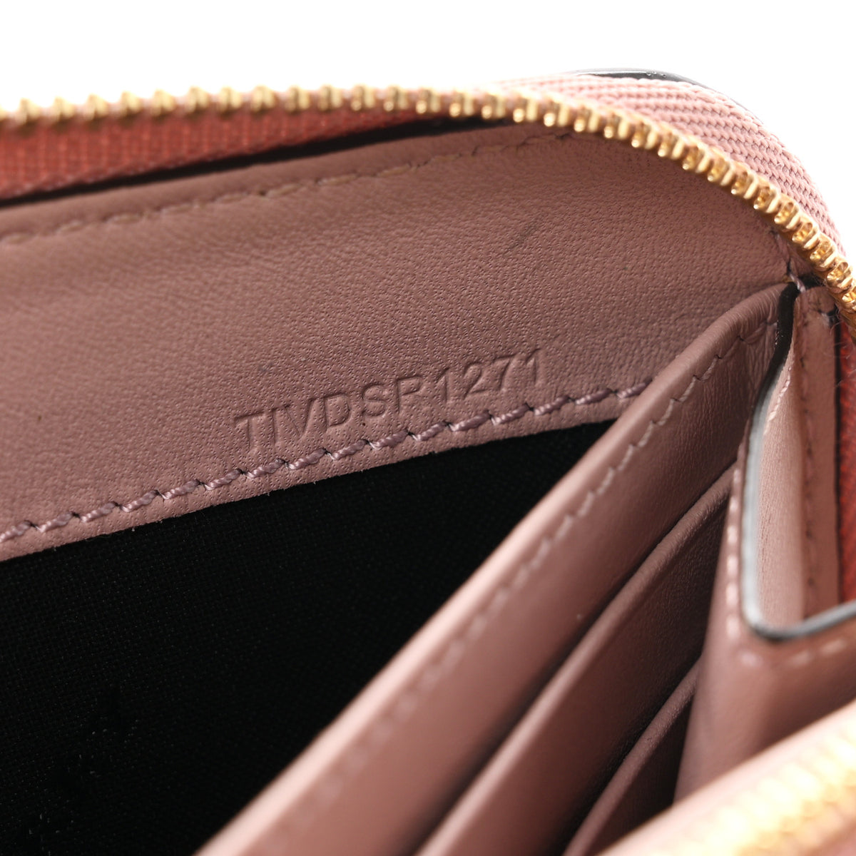 Grainy Calfskin House Check Elmore Zip Around Wallet Mauve Pink