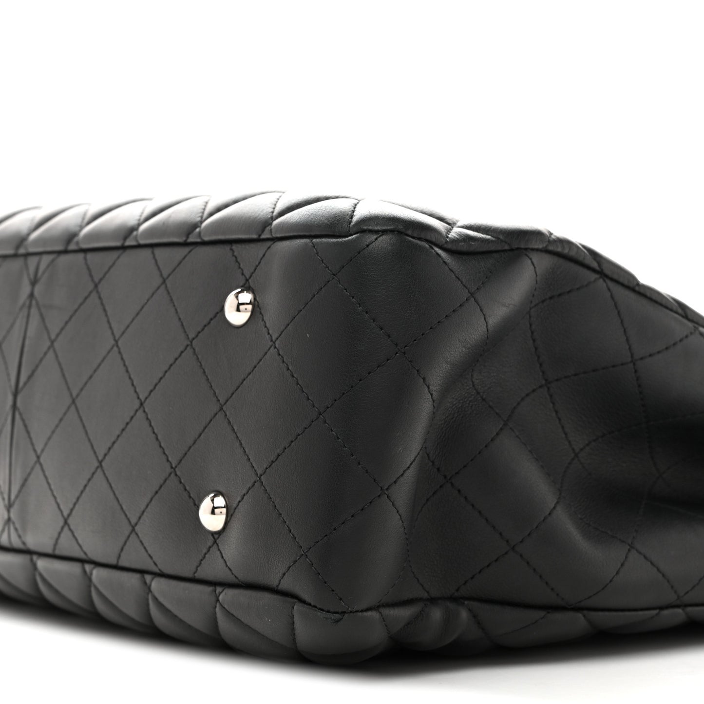 Calfskin Quilted Large CC Shopping Tote Black