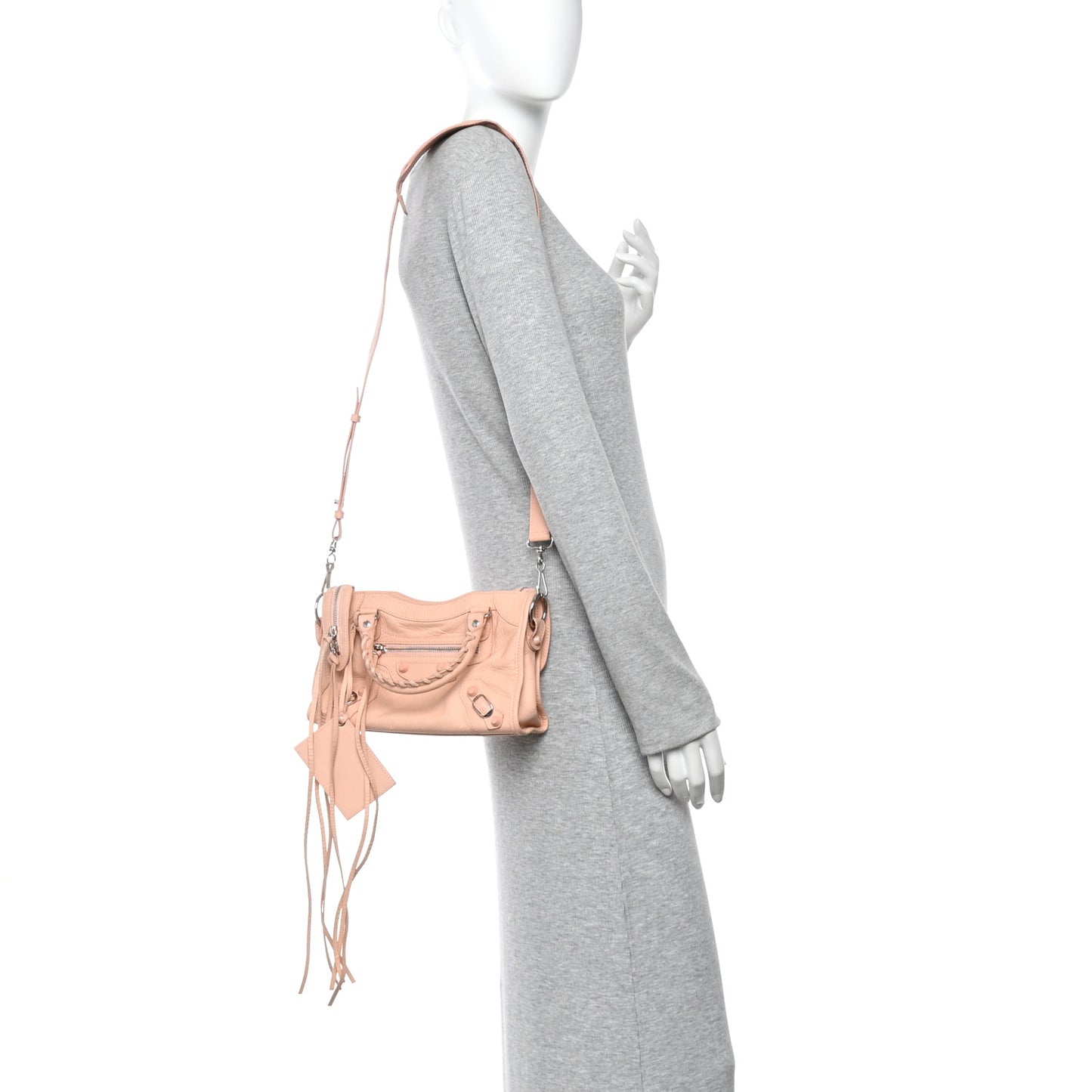 Matte Goatskin Rubber Covered Classic Hardware Mini City Rose Poudre