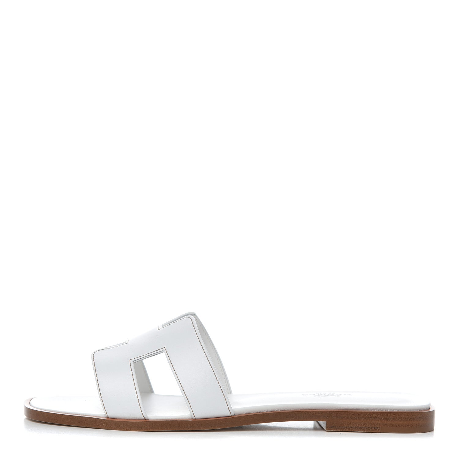 Hermes Box Calfskin Oran Sandals 37.5 White 1 of 9