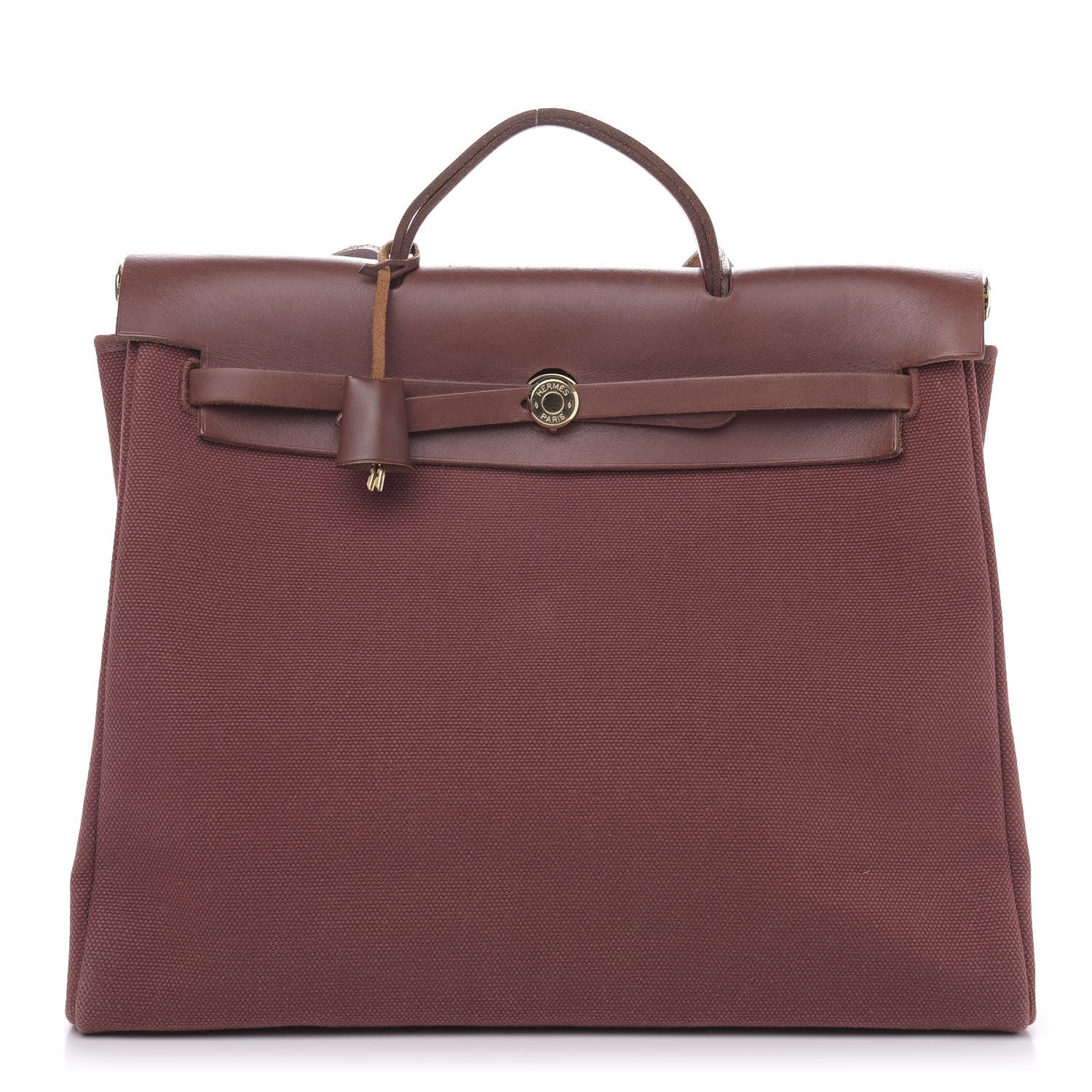 Hermes Toile Calfskin Herbag 39 GM Rouge H 1 of 13