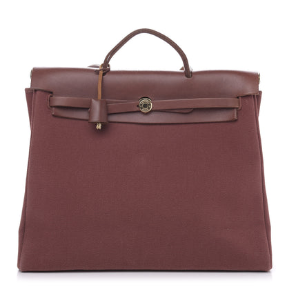 Hermes Toile Calfskin Herbag 39 GM Rouge H 1 of 13