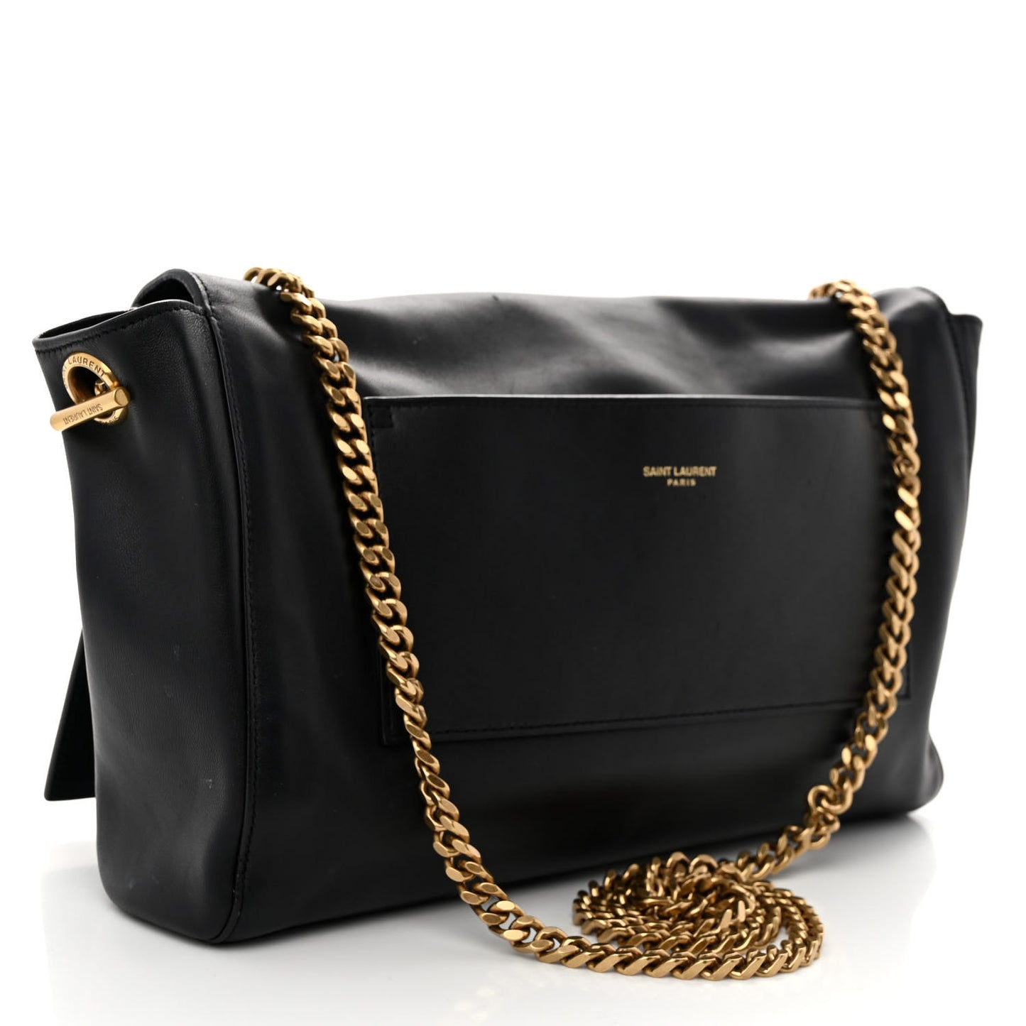 Smooth Calfskin Suede Medium Reversible Monogram Kate Satchel Black