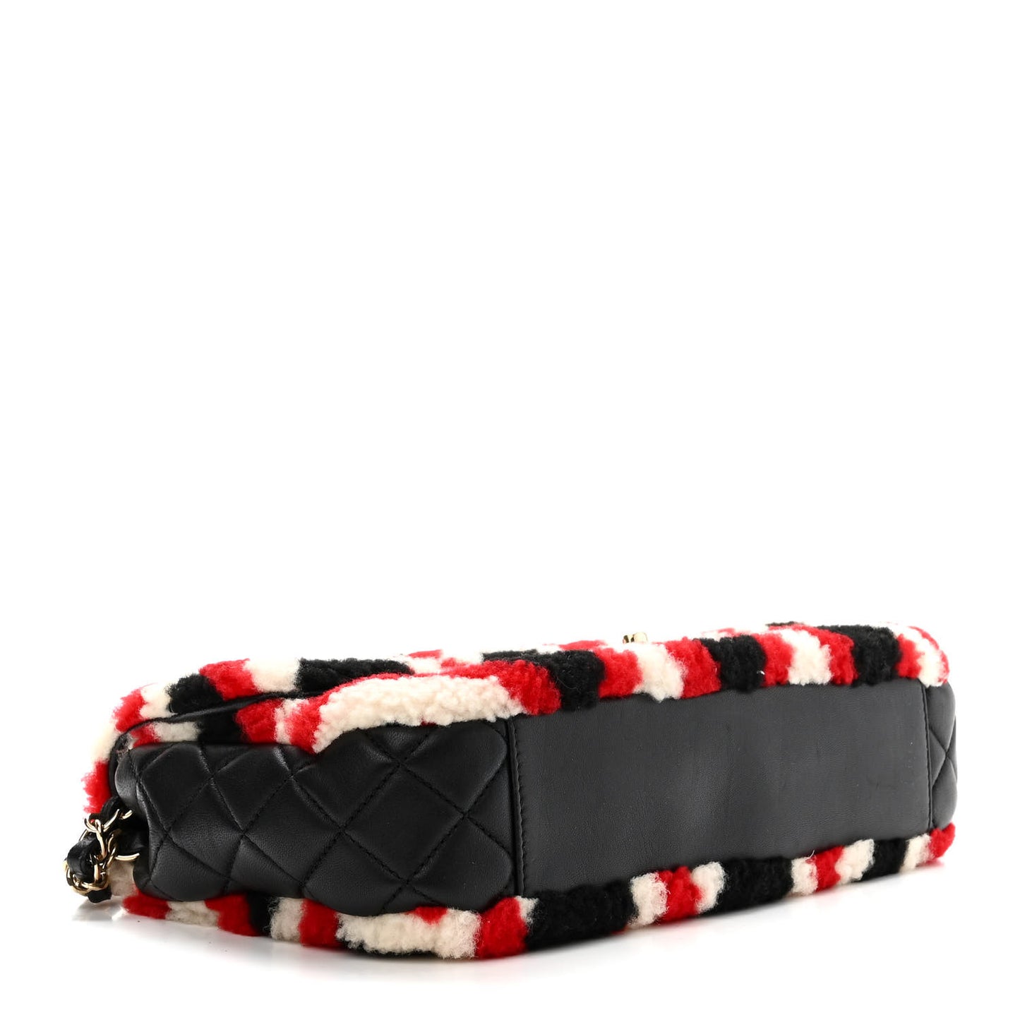 Lambskin Shearling Medium Flap Red Black