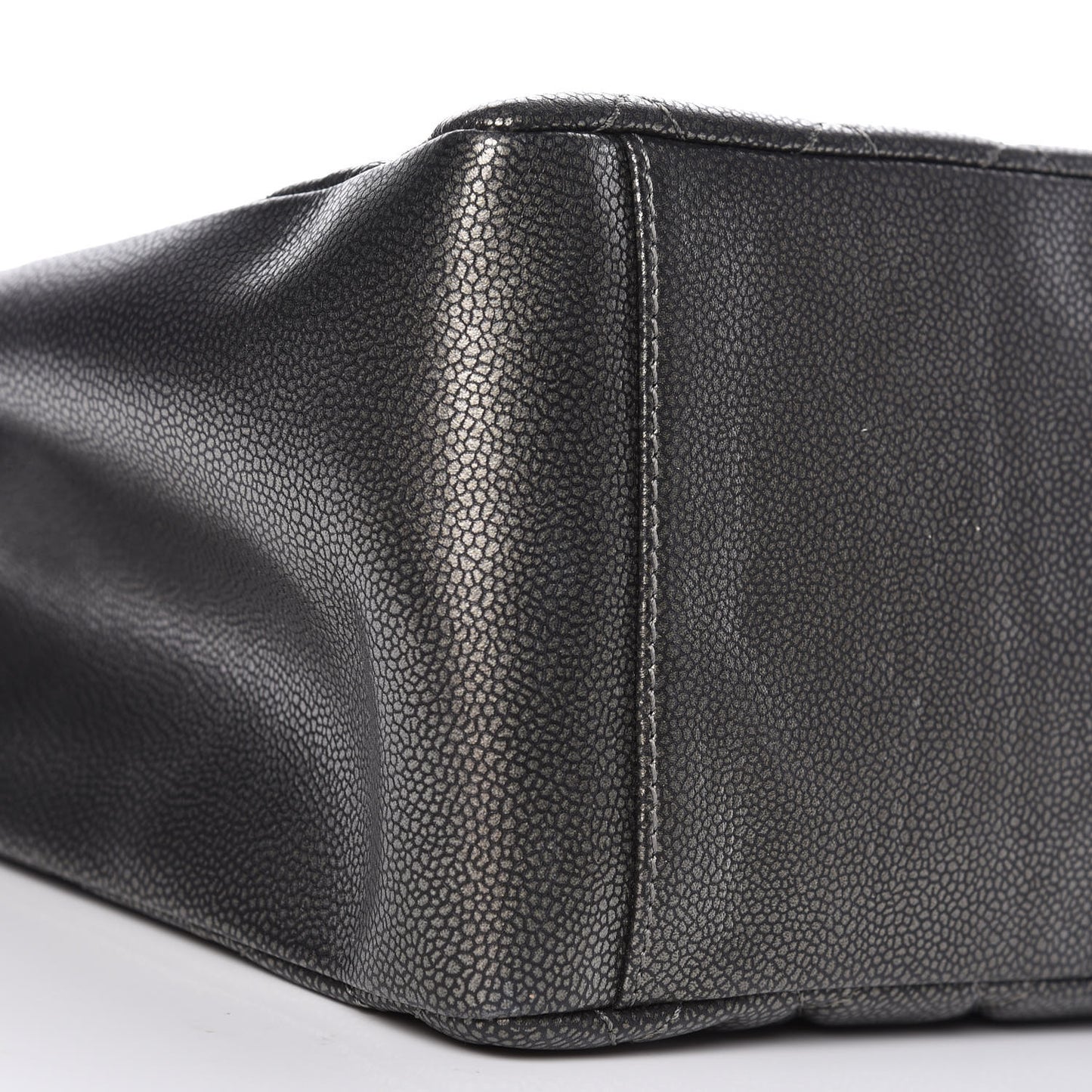 Metallic Caviar Quilted Grand Shopping Tote GST Dark Silver