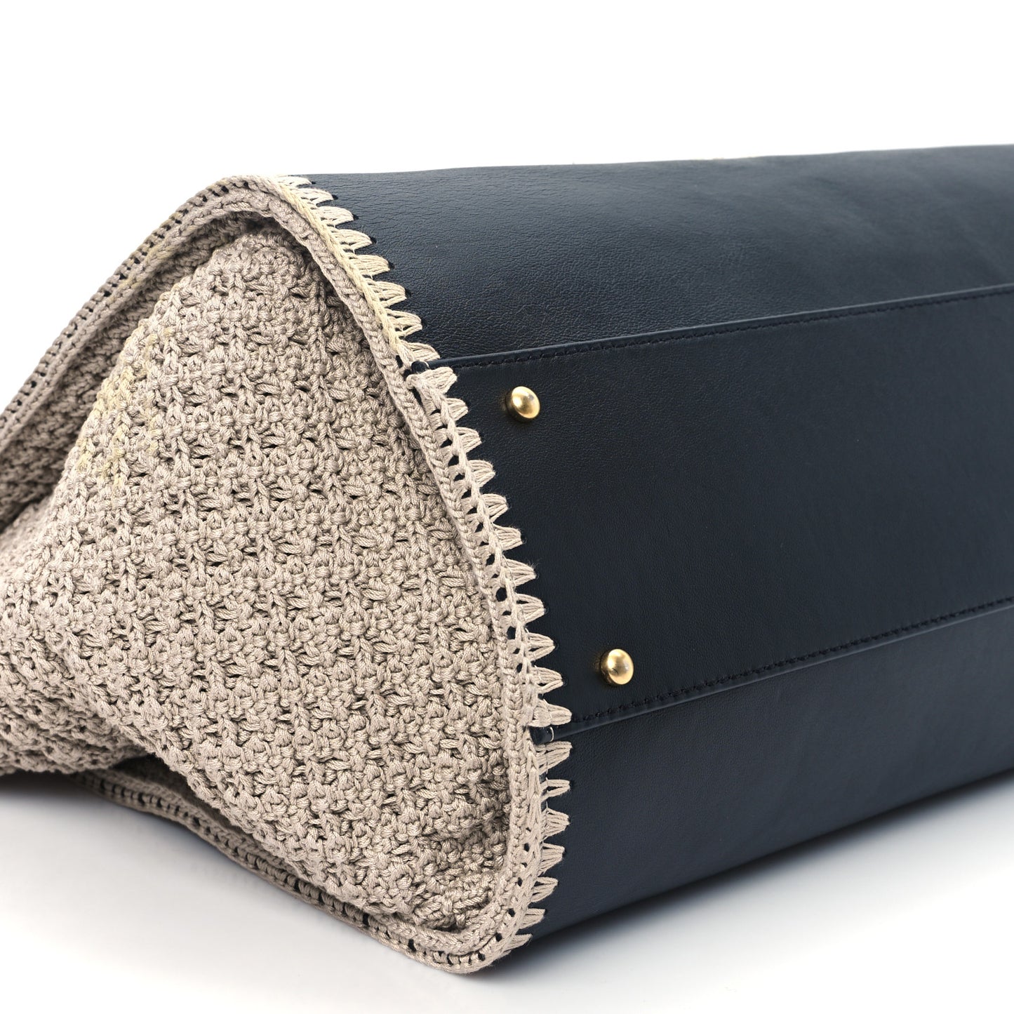 Calfskin Knit Medium Deauville Tote Black Beige