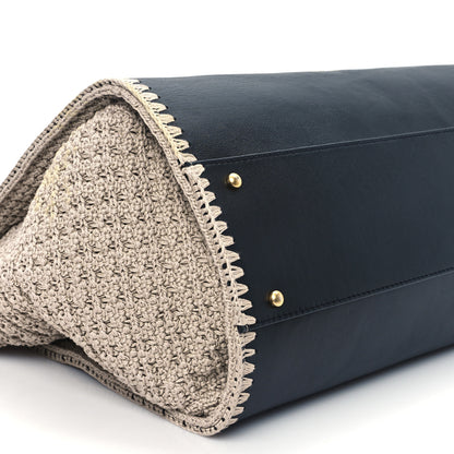 Chanel Calfskin Knit Medium Deauville Tote Black Beige 9 of 12