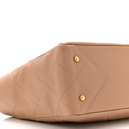 Chanel Calfskin Quilted Chain Shopping Tote Beige 9 of 10