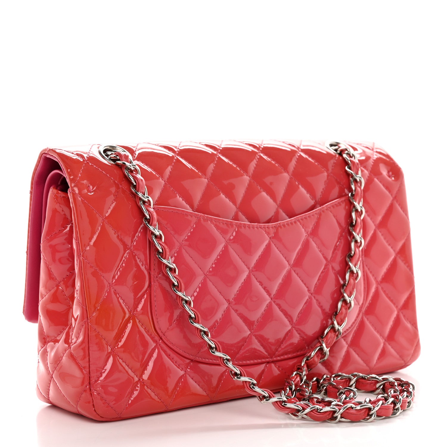 Chanel Patent Quilted Medium Double Flap Fuchsia 3 of 17