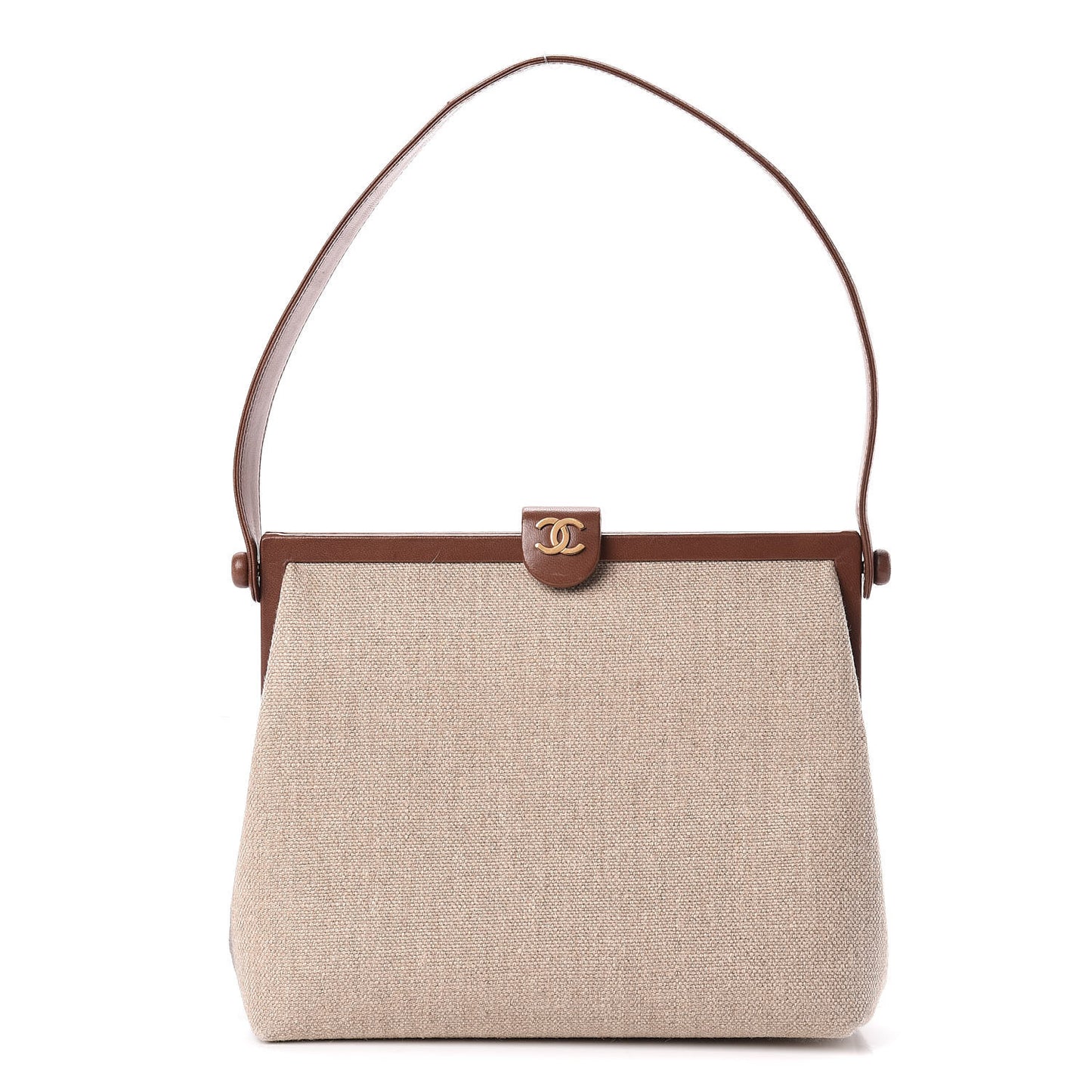 Linen Frame Shoulder Bag Beige