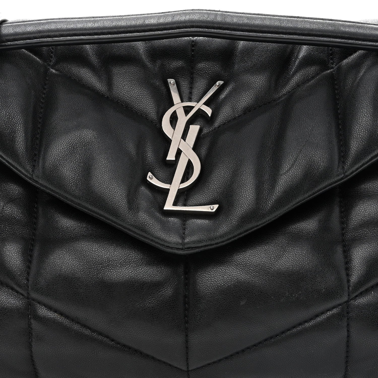 Saint Laurent Lambskin Quilted Small Loulou Puffer Monogram Chain Satchel Black 8 of 11