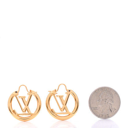 Louis Vuitton Metal Small Louise Hoop Earrings Gold 2 of 6