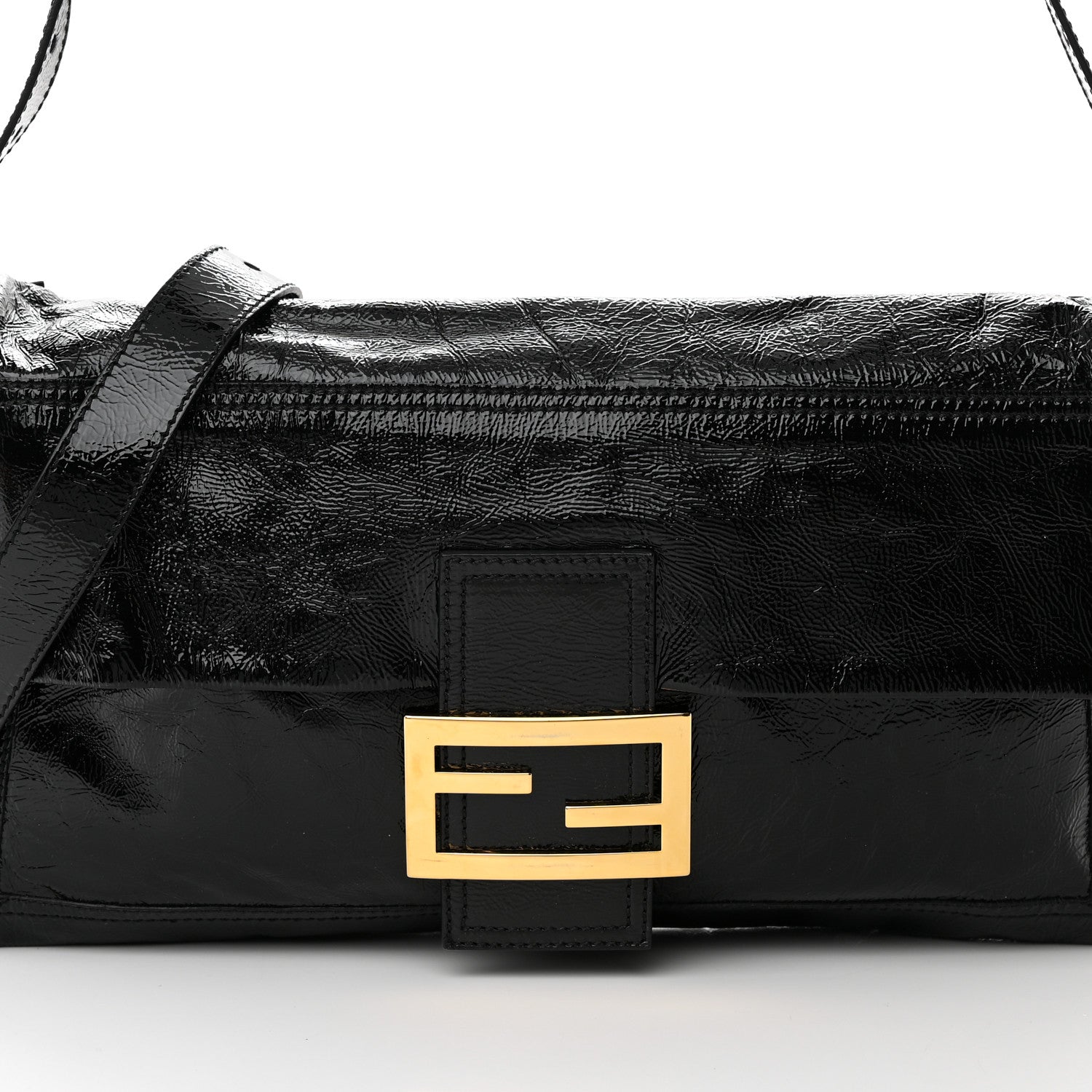 Fendi Vitello Naplak Large Convertible Baguette Black 8 of 14