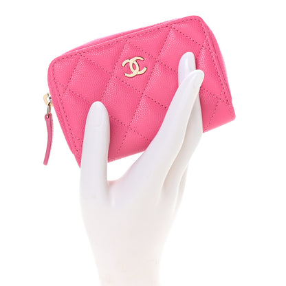 Chanel Caviar Quilted Zip Coin Purse Pink 2 of 8