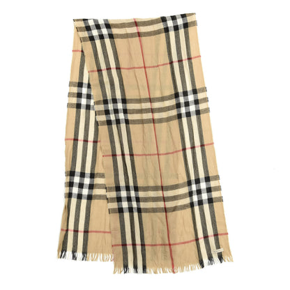 Burberry Wool Silk Gauze Giant Check Lightweight Scarf Camel 2 of 3