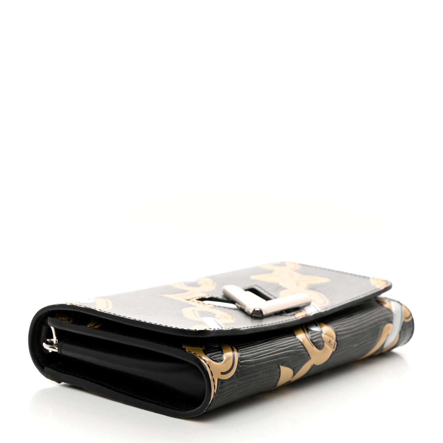 Louis Vuitton Epi Chain Flower Print Twist Chain Wallet Black 4 of 10