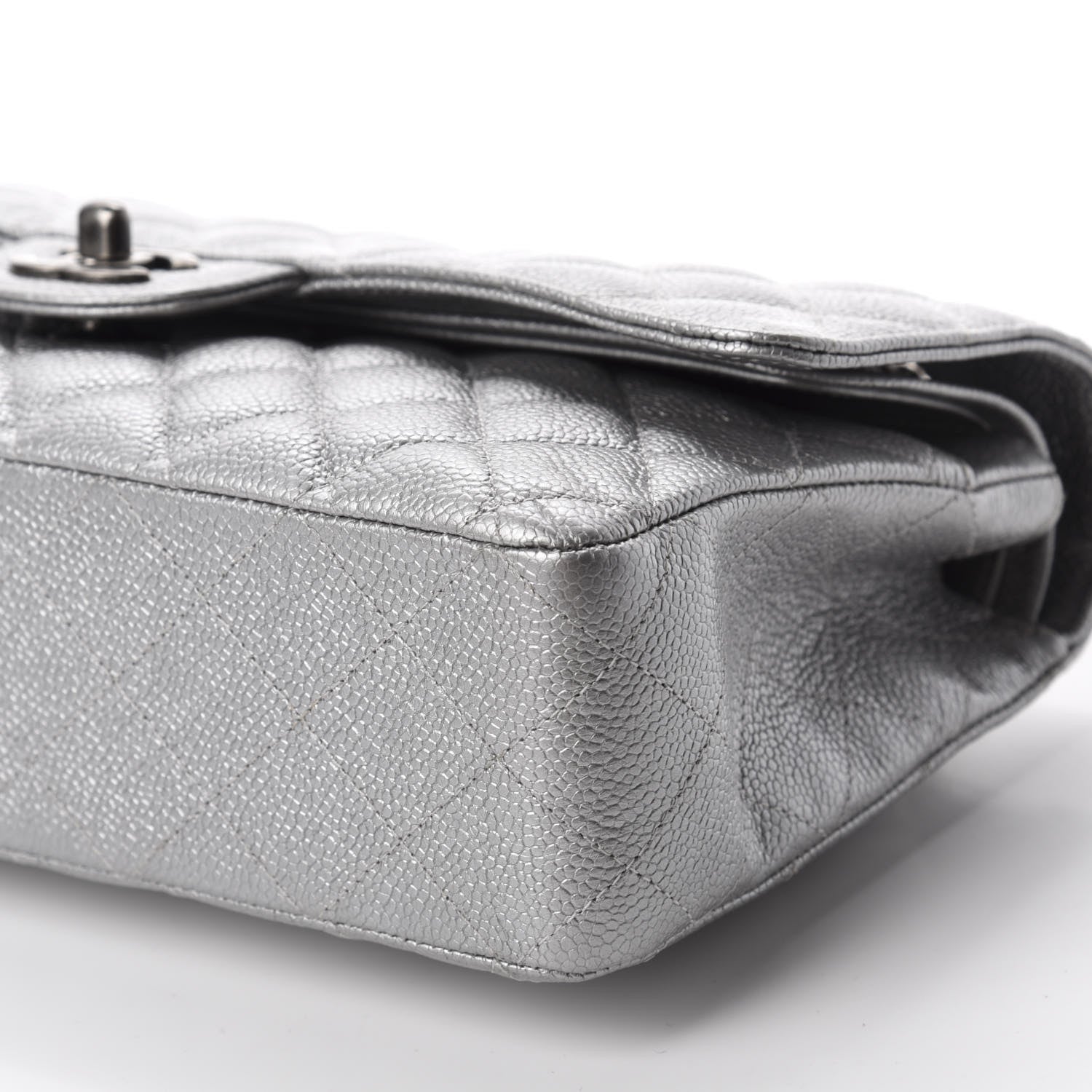 Chanel Metallic Caviar Quilted Medium Double Flap Silver 6 of 12