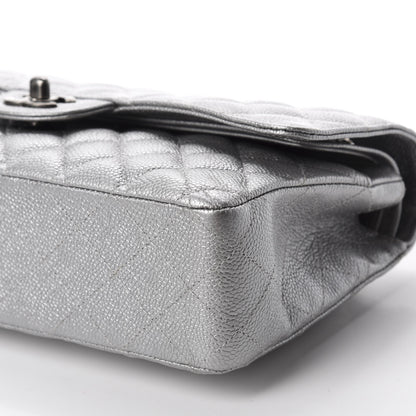 Chanel Metallic Caviar Quilted Medium Double Flap Silver 6 of 12