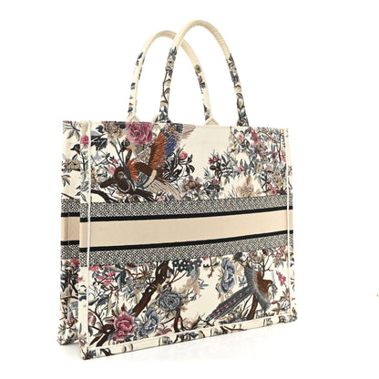 Christian Dior Canvas Embroidered Large Jardin D'Hiver Book Tote Latte Multicolor 3 of 9