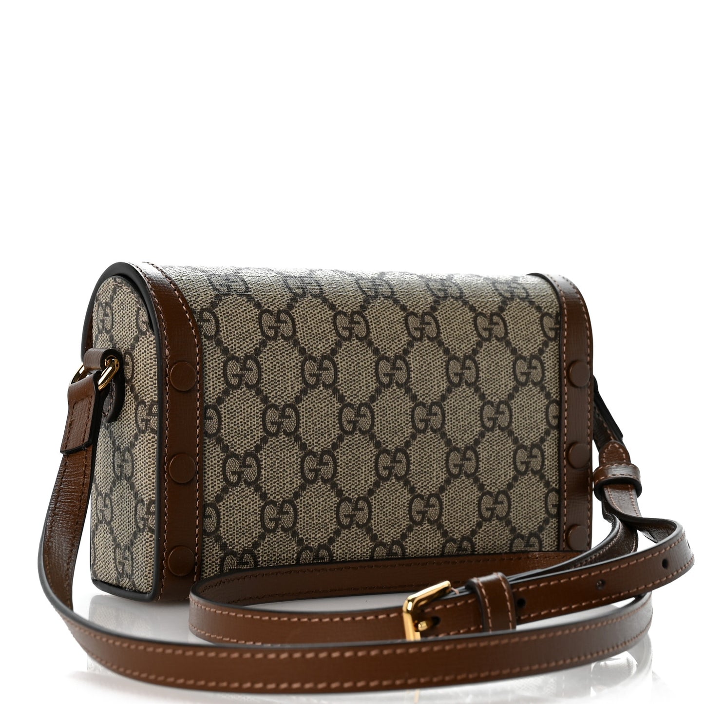 GG Supreme Monogram Mini Horsebit 1955 Shoulder Bag Beige Brown Sugar