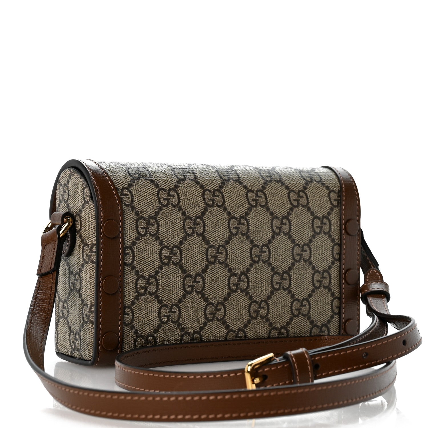 Gucci GG Supreme Monogram Mini Horsebit 1955 Shoulder Bag Beige Brown Sugar 3 of 12