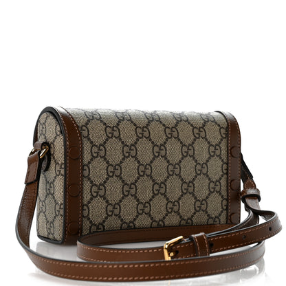 Gucci GG Supreme Monogram Mini Horsebit 1955 Shoulder Bag Beige Brown Sugar 3 of 12