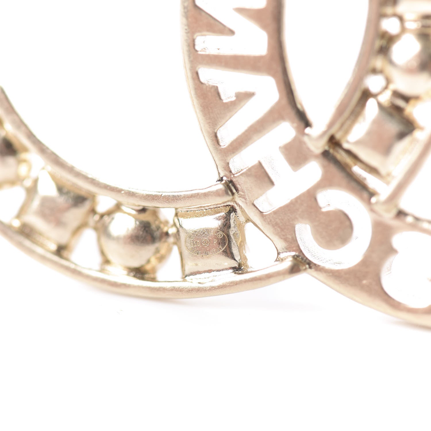 Chanel Crystal Pearl Glass CC Logo Brooch Gold Pink Orange 4 of 5