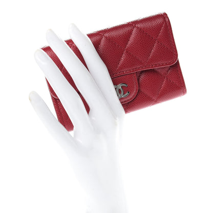 Chanel Caviar Quilted Flap Card Holder Dark Pink 2 of 9