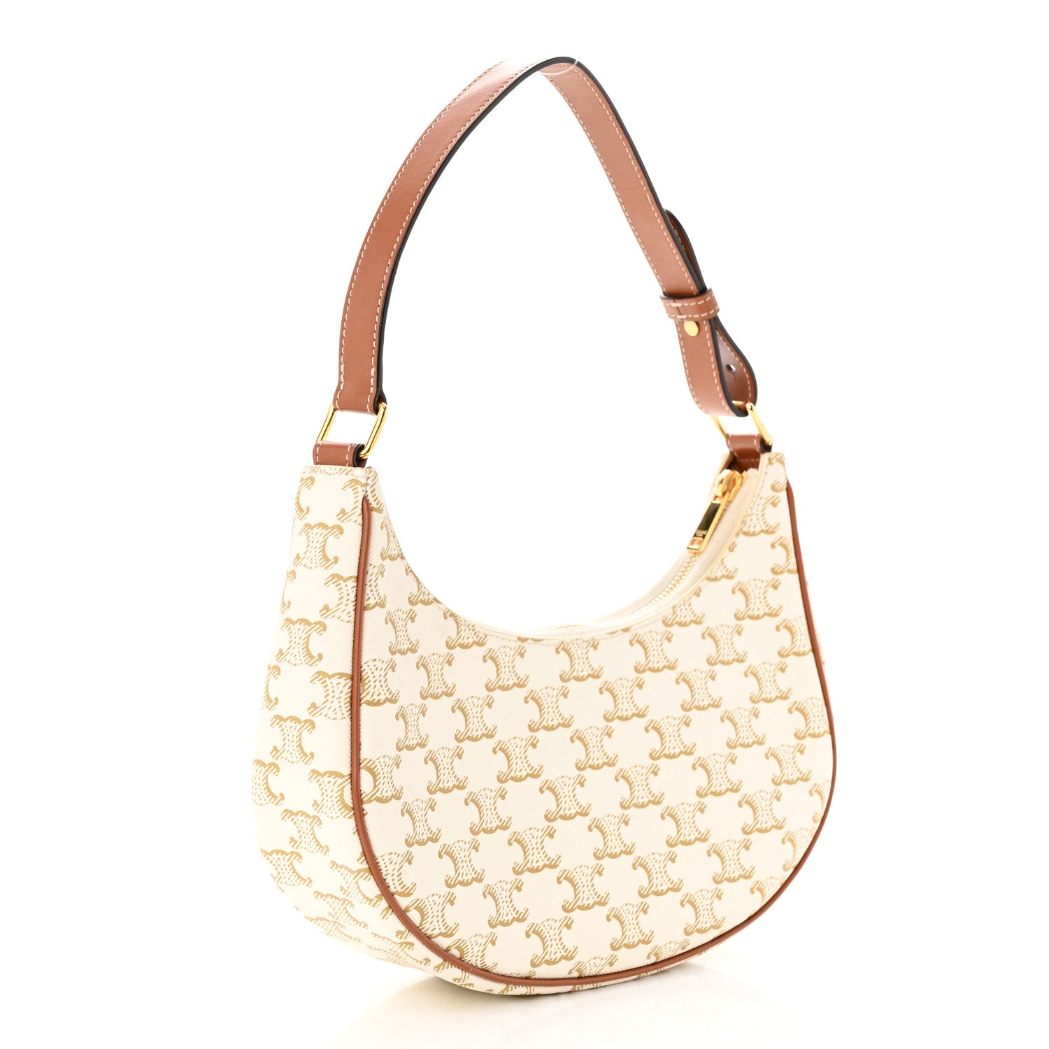 Celine Canvas Calfskin Ava Triomphe Shoulder Bag White 3 of 11