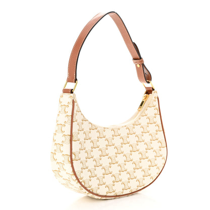 Celine Canvas Calfskin Ava Triomphe Shoulder Bag White 3 of 11