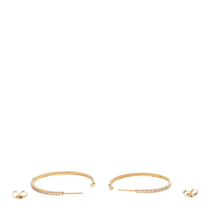 David Yurman 18K Yellow Gold Diamond 38mm Medium Cable Hoop Earrings 3 of 4