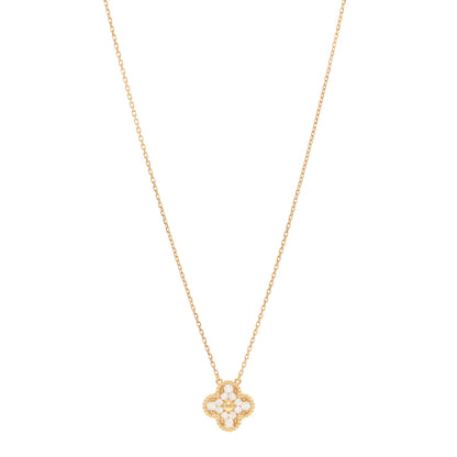 Van Cleef & Arpels 18K Yellow Gold Diamond Vintage Alhambra Pendant Necklace 1 of 6