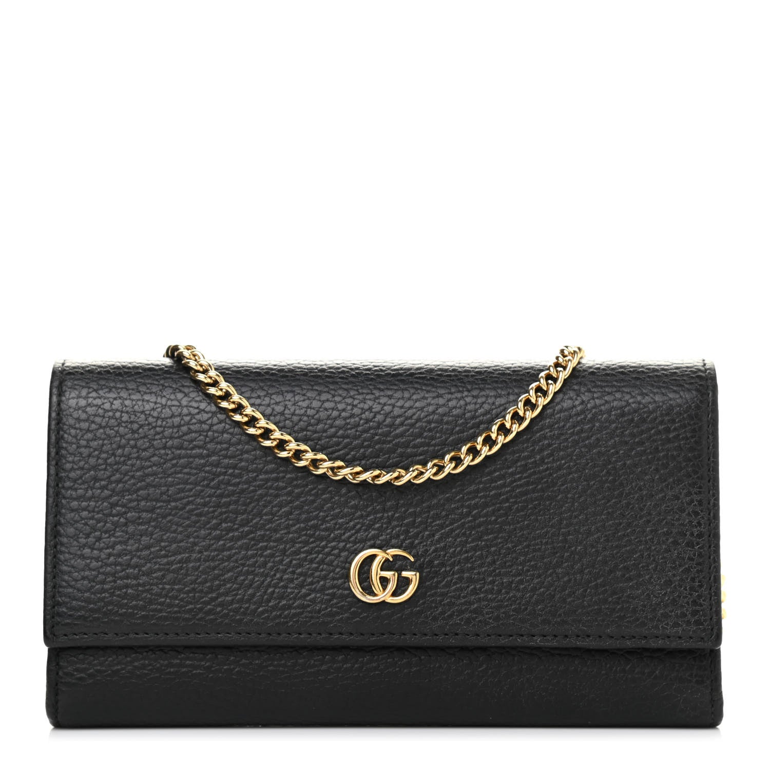 Gucci Calfskin Petite GG Marmont Wallet Chain Bag Black 1 of 9