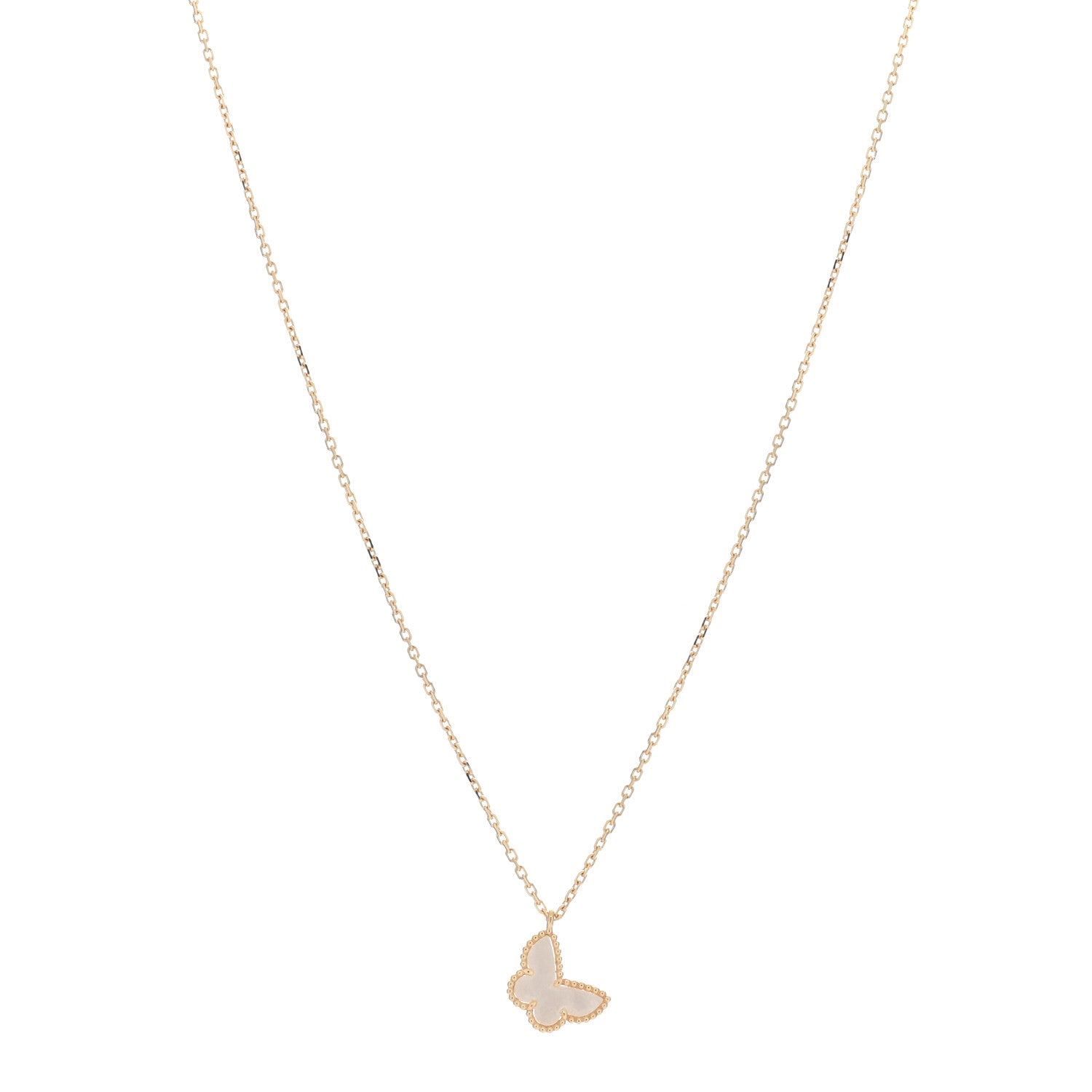 Van Cleef & Arpels VAN CLEEF & ARPELS 18K Yellow Gold Mother of Pearl Sweet Alhambra Butterfly Pendant Necklace 1 of 4