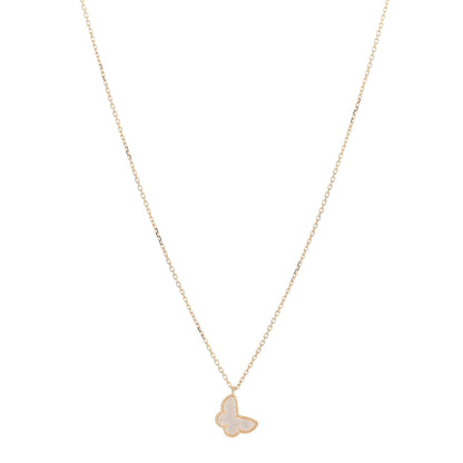 Van Cleef & Arpels VAN CLEEF & ARPELS 18K Yellow Gold Mother of Pearl Sweet Alhambra Butterfly Pendant Necklace 1 of 4