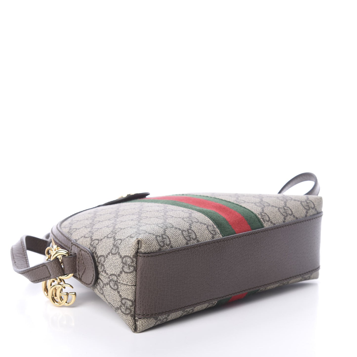 GG Supreme Monogram Textured Dollar Calfskin Web Small Ophidia Dome Shoulder Bag Beige Ebony New Acero