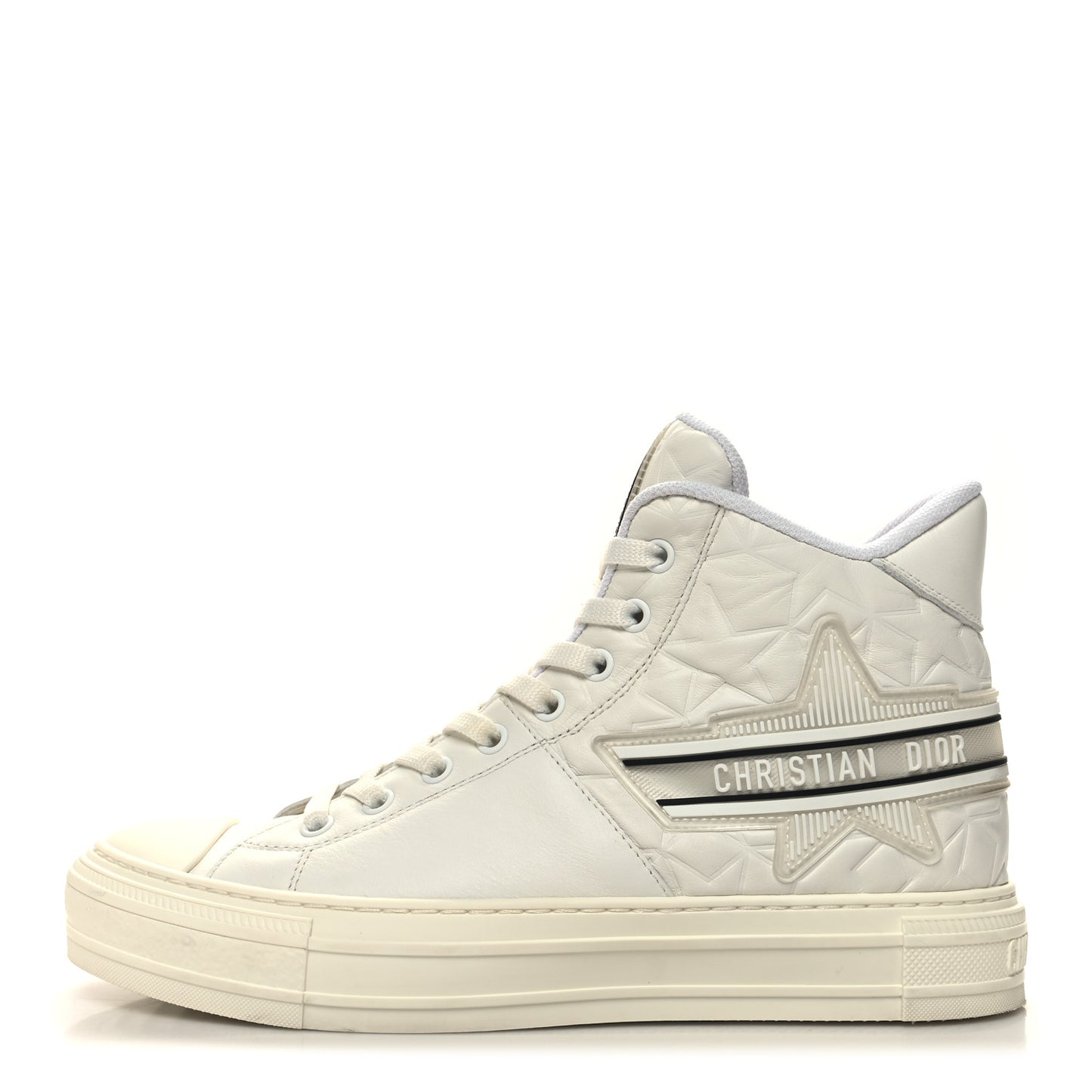 Calfskin Walk'N'Dior Star High Top Sneakers 39 White