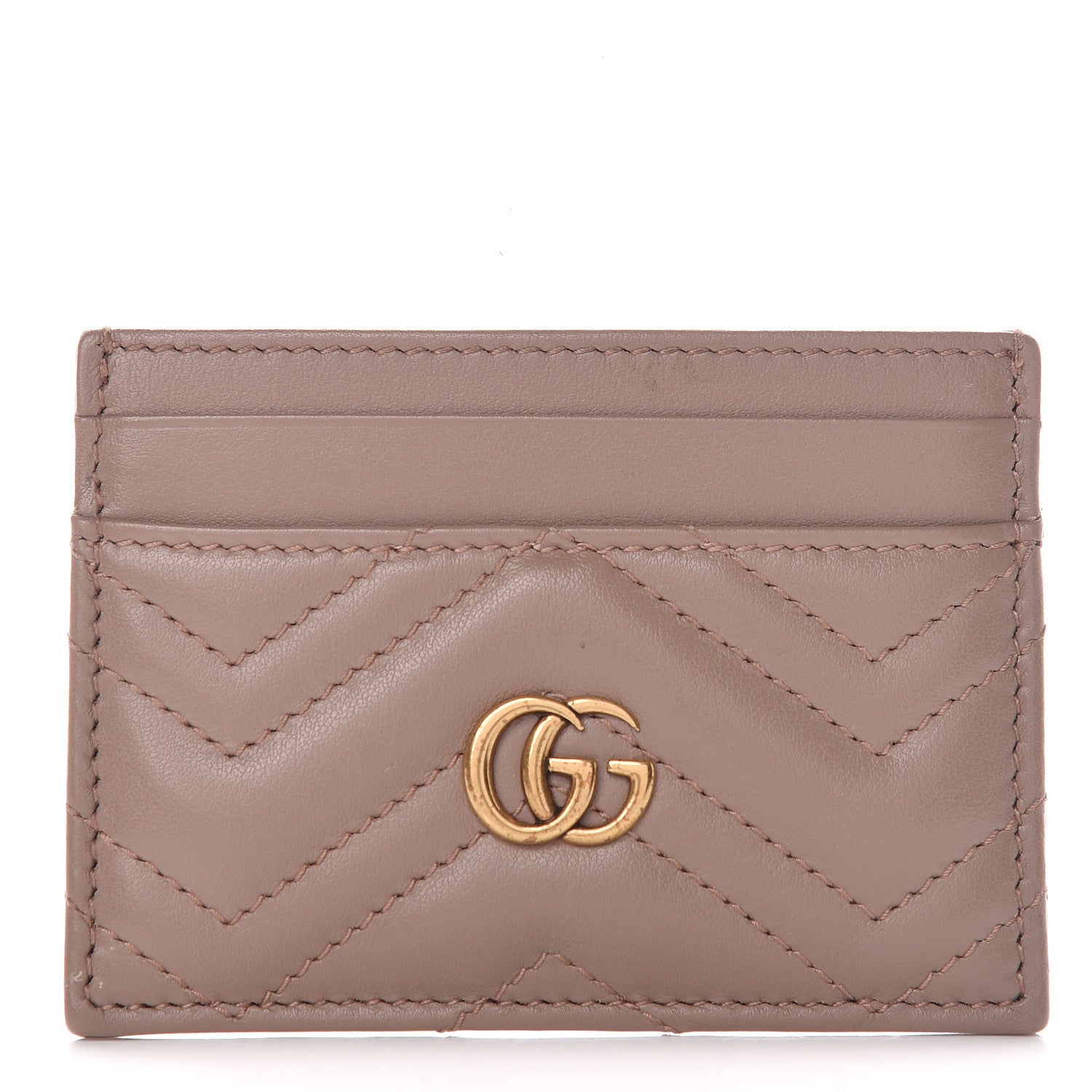 Gucci Calfskin Matelasse GG Marmont Card Holder Porcelain Rose 1 of 9