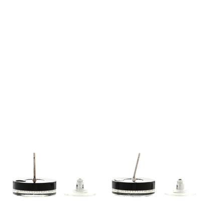 Chanel Crystal Pearl CC Round Earrings Black Silver 4 of 5