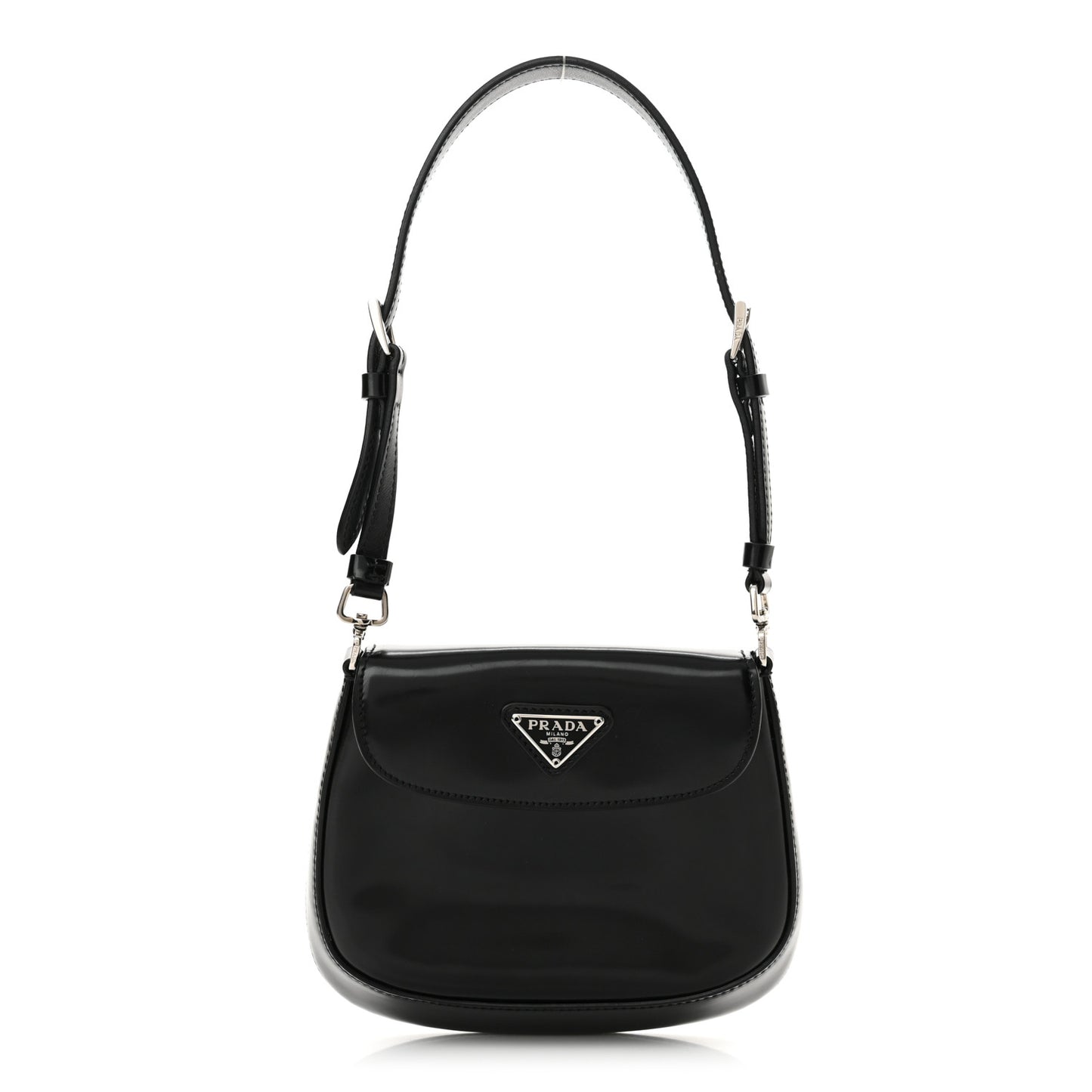 Spazzolato Mini Cleo Flap Adjustable Strap Shoulder Bag Black
