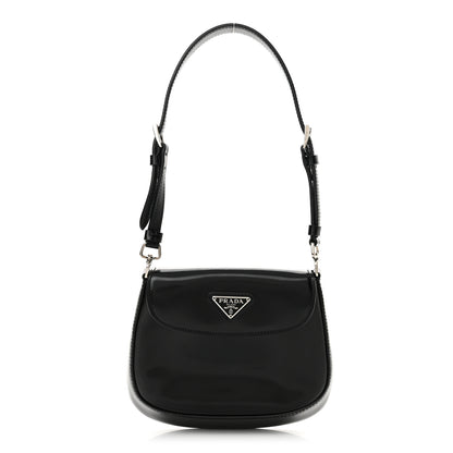 Prada Spazzolato Mini Cleo Flap Adjustable Strap Shoulder Bag Black 1 of 14