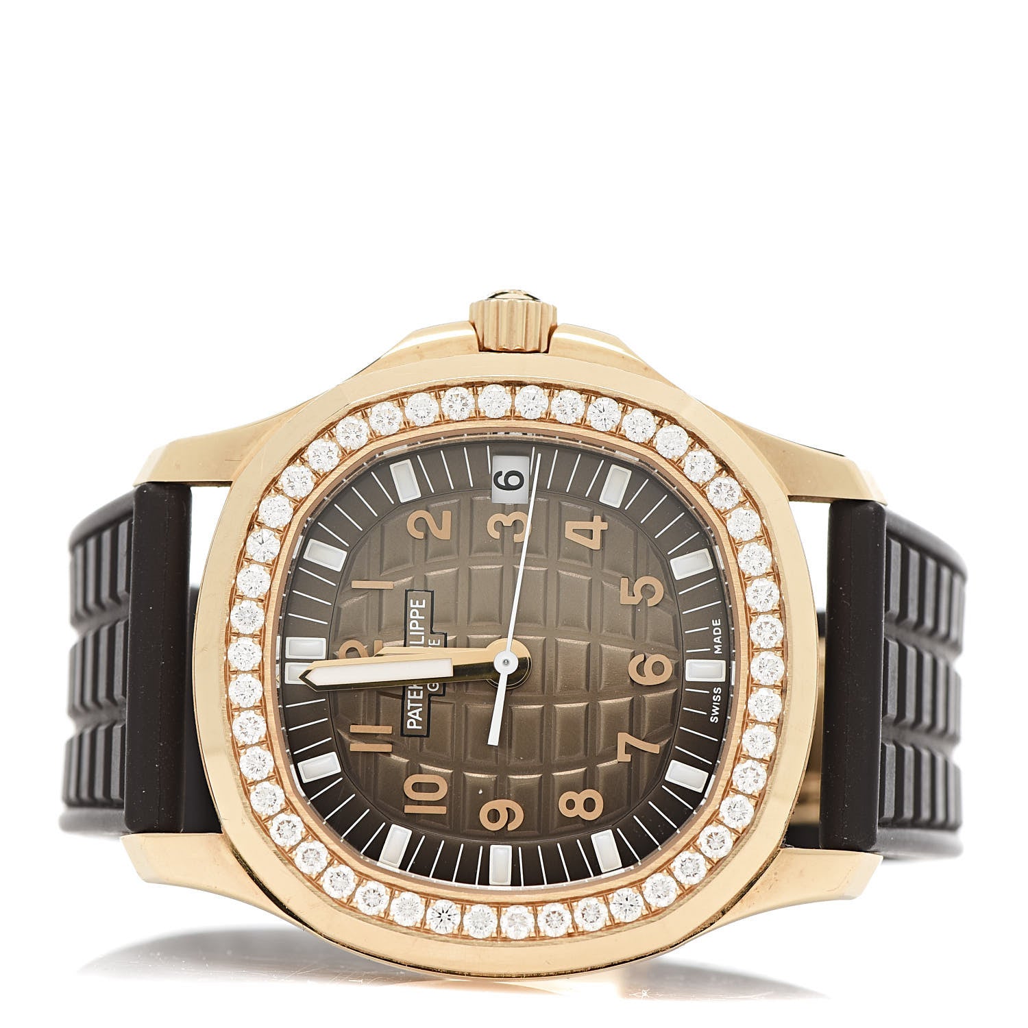 Patek Philippe 18K Rose Gold Rubber Diamond 35.6mm Aquanaut Automatic Watch Brown 5068 3 of 10