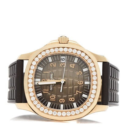 Patek Philippe 18K Rose Gold Rubber Diamond 35.6mm Aquanaut Automatic Watch Brown 5068 3 of 10